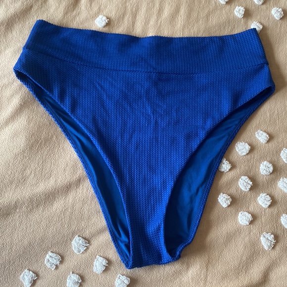 aerie Other - NWOT Aerie Waffle High Cut Cheeky Bikini Bottom in Jeweled Blue
